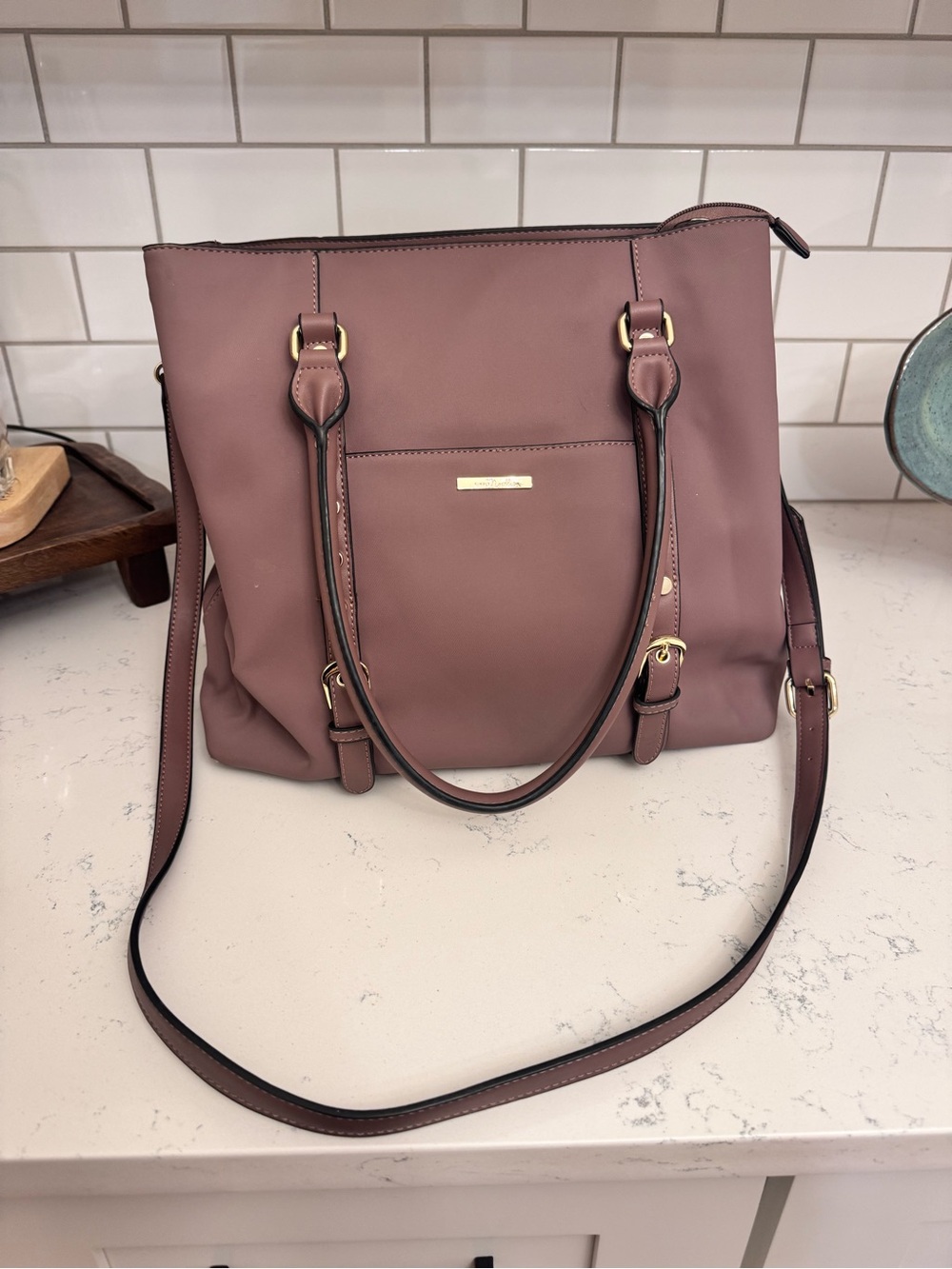Simply Noelle Mauve Tote with Gold-Tone Hardware
